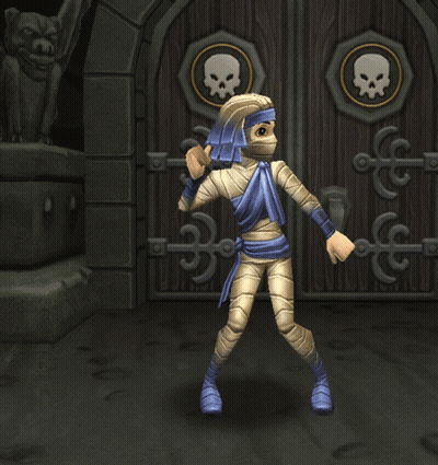 Cartoon Mummy At Skull Door GIF