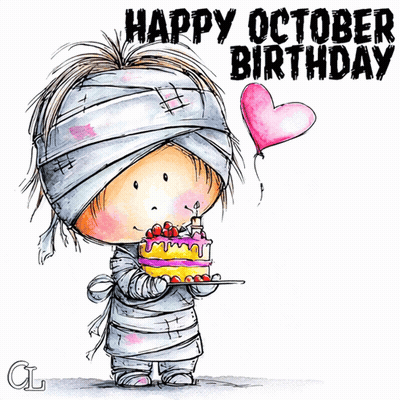 Cartoon Mummy Holding Birthday Cake GIF
