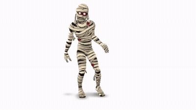 Cartoon Mummy With Red Eyes Walking GIF