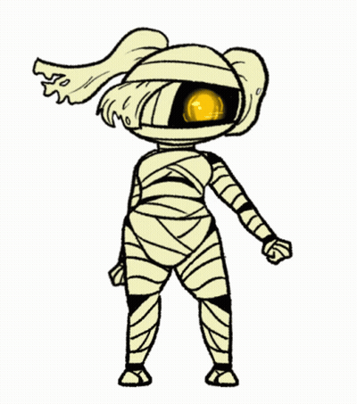 Cartoon Mummy With Yellow Eye GIF