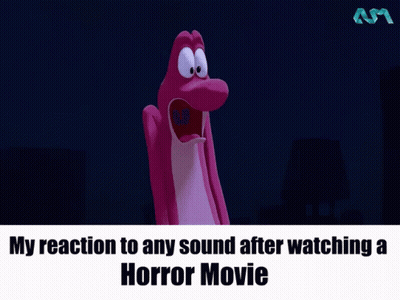 Cartoon My Reaction To Any Sound After Watching Horror Movie GIF