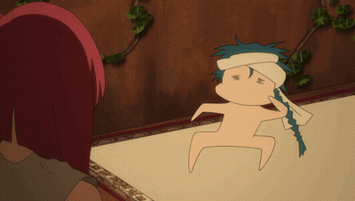 Cartoon Naked Man With Towel Around Head GIF