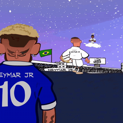Cartoon Neymar Jr Blue Jersey Number 10 GIF