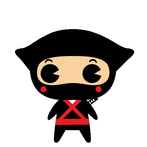 Cartoon Ninja Saying Bye Sticker