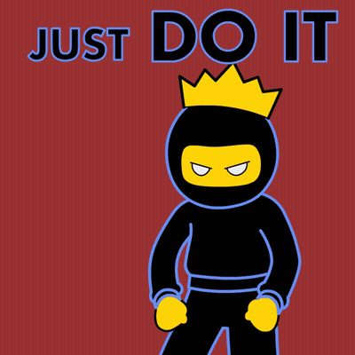 Cartoon Ninja With Crown Saying Just Do It GIF
