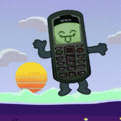 Cartoon Nokia Phone With Arms And Legs GIF