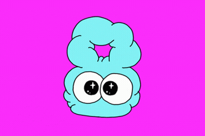 Cartoon Number 8 With Big Eyes On Pink Background GIF