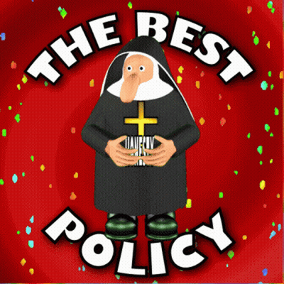 Cartoon Nun Holding Cross Saying The Best Policy GIF