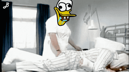 Cartoon Nurse With Duck Face On Head GIF