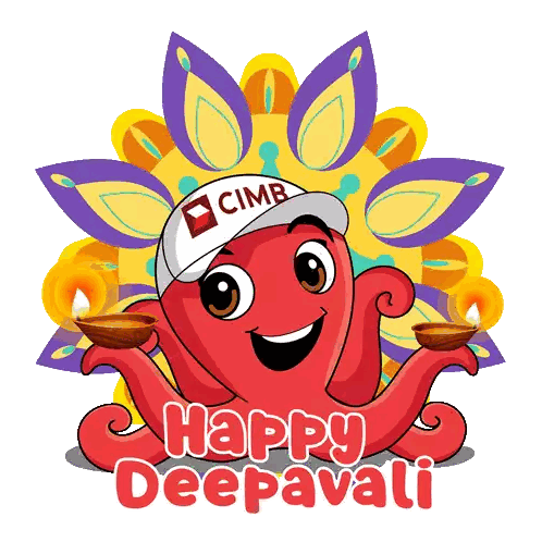 Cartoon Octopus Wearing Cimb Hat Holding Lamp Sticker