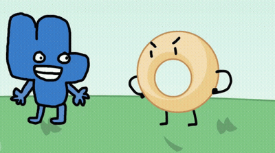 Cartoon Of Four And Donut With Faces GIF
