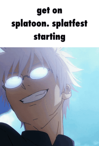 Cartoon Of Man With Glasses And Text Get On Splatoon Splatfest Starting GIF