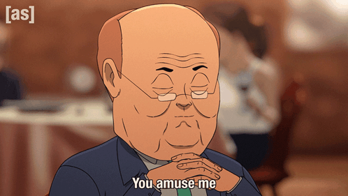 Cartoon Older Man With Glasses Says You Amuse Me GIF