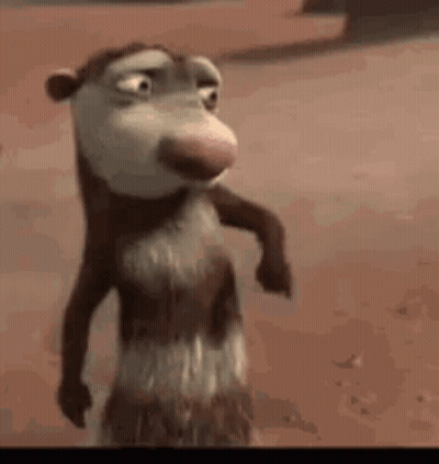 Cartoon Opossum Arm Outstretched Sandy Surface GIF