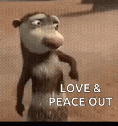 Cartoon Opossum In Sand Saying Love & Peace Out GIF