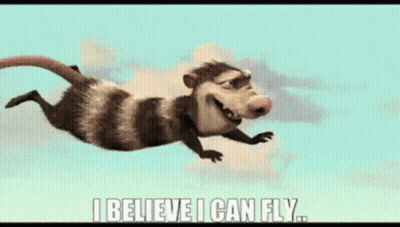 Cartoon Opossum Running I Believe I Can Fly GIF