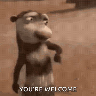 Cartoon Opossum Says You're Welcome Standing On Hind Legs GIF