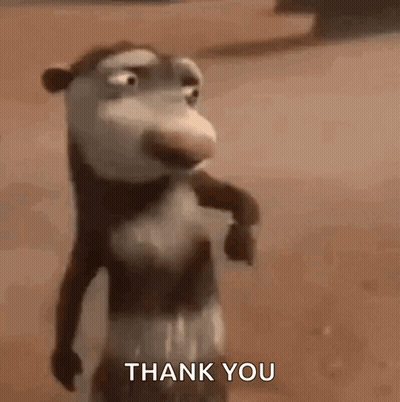 Cartoon Opossum Standing In Desert Saying Thank You GIF