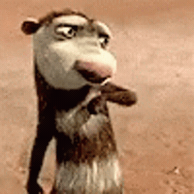 Cartoon Opossum Standing On Hind Legs On Dirt Field GIF