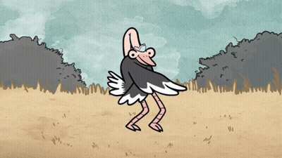 Cartoon Ostrich Standing In Field GIF