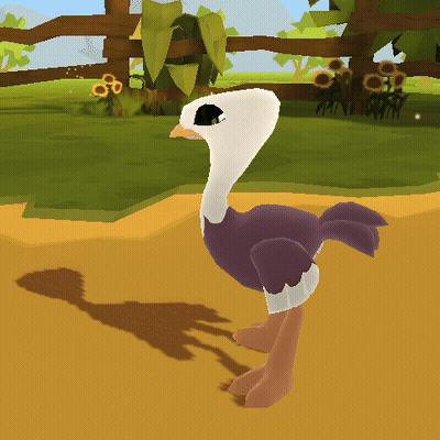 Cartoon Ostrich Standing With Sunflowers GIF