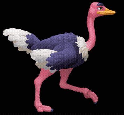 Cartoon Ostrich With Pink Head And Yellow Beak GIF