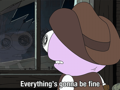 Cartoon Otter Holding Brown Paper Bag Saying Everything's Fine GIF
