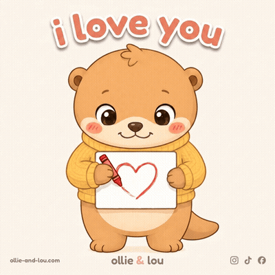 Cartoon Otter Holding I Love You Sign GIF