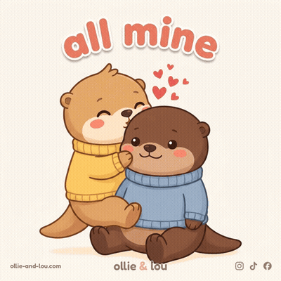 Cartoon Otter Kissing Another Otter All Mine GIF