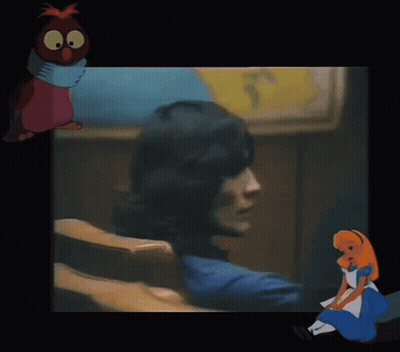 Cartoon Owl And Alice In Wonderland GIF