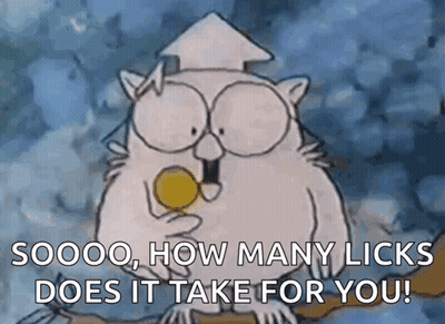 Cartoon Owl Saying How Many Licks Does It Take GIF