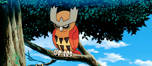 Cartoon Owl Sitting On Branch With Crown GIF