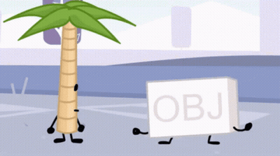 Cartoon Palm Tree And Block Saying Obj GIF