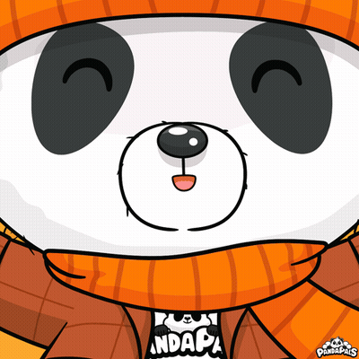 Cartoon Panda Bear In Scarf And Hat With Word Panda GIF