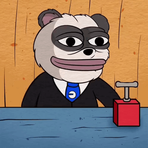 Cartoon Panda Bear In Suit And Tie With Letter T GIF