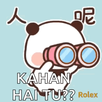 Cartoon Panda Bear Looking Through Binoculars kahan hai tu ? Rolex