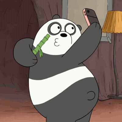 Cartoon Panda Bear Taking Selfie GIF