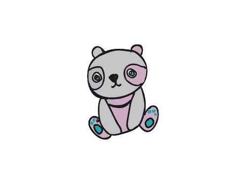 Cartoon Panda Bear With Blue Eyes And Pink Paws Sticker