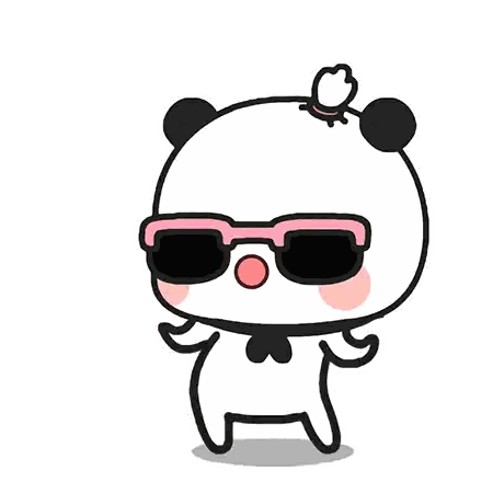Cartoon Panda Bear With Sunglasses And Butterfly Sticker