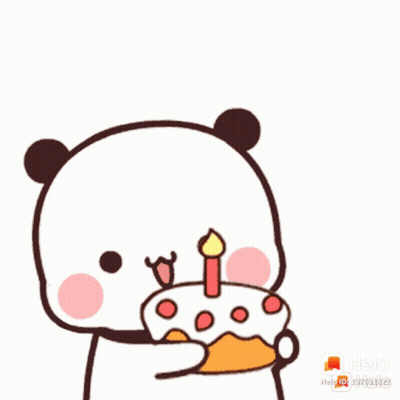 Cartoon Panda Blowing Out Candle On Cake GIF