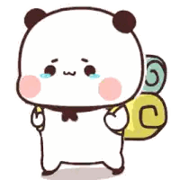 Cartoon Panda Carrying Backpack And Towel Sticker