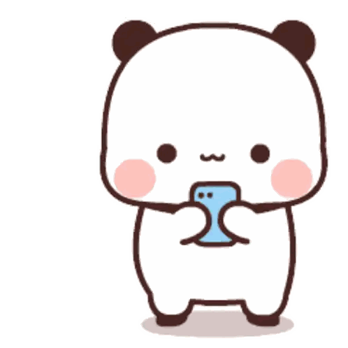 Cartoon Panda Holding Blue Phone Saying Ok Sticker