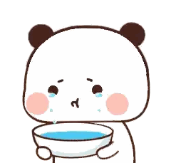 Cartoon Panda Holding Bowl Of Water Crying Sticker