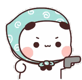 Cartoon Panda Holding Gun And Wearing Scarf Sticker
