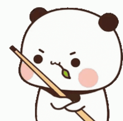 Cartoon Panda Holding Leaf In Mouth GIF