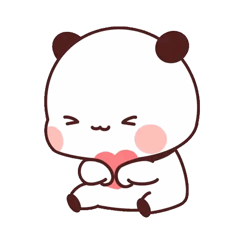 Cartoon Panda Holding Pink Heart Sticker