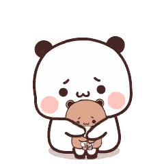 Cartoon Panda Holding Smaller Bear Sticker