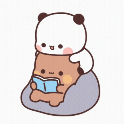 Cartoon Panda In Pink Headband Holding Cup GIF