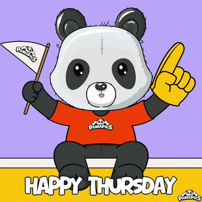 Cartoon Panda In Red Shirt With Pandapaws GIF