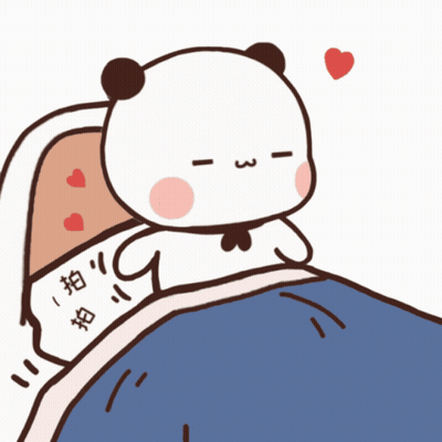 Cartoon Panda Lying In Bed With Heart Above GIF